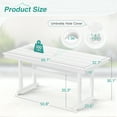thumbnail image 6 of DYCANPO 66'' Outdoor Dining Table with Umbrella Hole, HDPS Rectangle Patio Table, White, 6 of 7