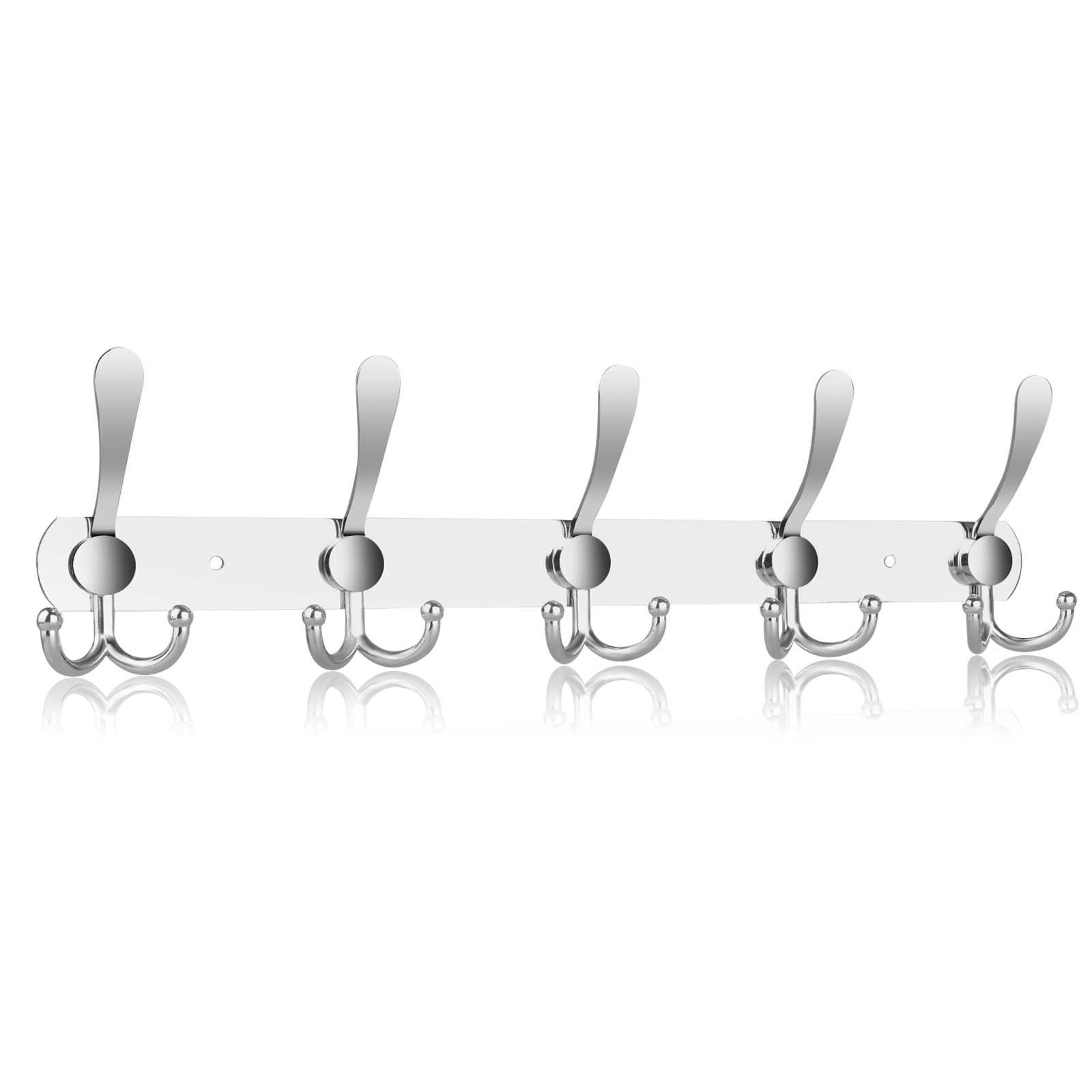 4 Pack of Chrome Double Coat Hooks Door & Wall Robe Dress Garment Hangers by SmartHome 