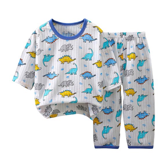 Ulanda Cotton 2 Piece Pajamas Boys Long Sleeve Sets Toddler Boys Pjs Kids Sleepwear Sets (Blue, 1-2 Years)