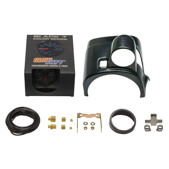 1999-2007 Ford Super Duty Power Stroke Single Steering Column Gauge Package with Black 7 Color 60 PSI Boost Gauge