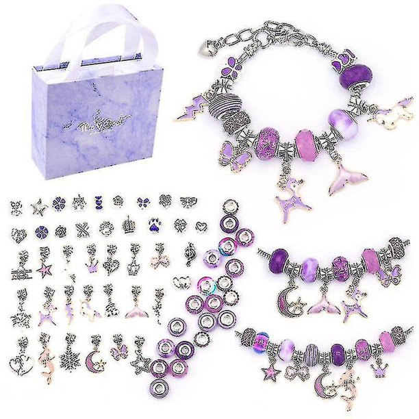 Kit para hacer pulseras con dijes, conjunto de regalo de joyería artesanal Diy para niños, niñas y adolescentes (hy)