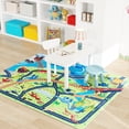 thumbnail image 6 of Janvonne Dinosaur World Road & Train Track Kids Play Rug - Interactive Educational Carpet, Non-Slip Washable Floor Mat for Nursery Playroom Bedroom, 4'x5', 6 of 9