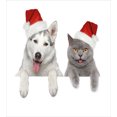 thumbnail image 3 of Christmas Duvet Cover Set, Dog and Cat in Santa Red Hats Funny Puppy and Kitty Domestic Pet Animal, Decorative 3 Piece Bedding Set with 2 Pillow Shams, Calking Size, White Grey Red, by Ambesonne, 3 of 3