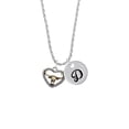 thumbnail image 2 of Delight Jewelry Goldtone Longhorn in Rope Heart Silvertone Script Initial Disc - D - Charm Necklace, 20"+3", 2 of 4