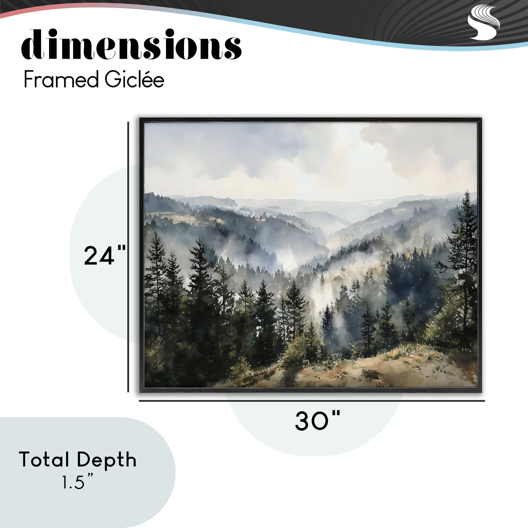 Stupell Industries Misty Tree Tops Vista Black Framed Giclee Art, design by Franklyn Gregory
