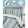 thumbnail image 4 of Quilts Twin Size Bedding Set, Vintage Blue Teal Striped Lightweight Quilted Comforter, Farmhouse Stripes Retro Art Soft Reversible Bedspread Coverlet with Pillow Covers for All Season, 68" x 86", 4 of 7