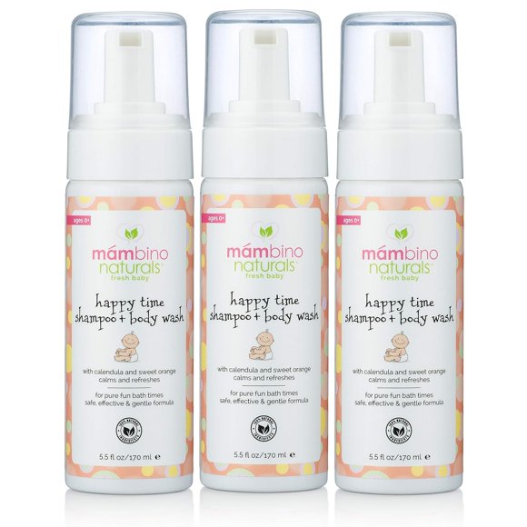 Mambino Organics Happy Time Shampoo & Body Wash, Calendula and Sweet Orange, 5.5 Ounces, 3 Pack