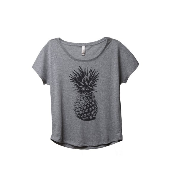 Thread Tank Pineapple Sketch Women's Relaxed Slouchy Dolman T-Shirt Tee Heather Grey Small