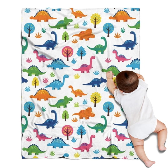 Dinosaur and Tree Pattern Blanket,Comfortable Soft Flannel Throw Blanket,All Season,Warm Lightweight Blankets for Sofa Bed Couch Living Room Chair,30"x40"