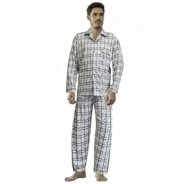 Pijamas Hombre De 2 Piezas Manga Larga Suave Cómoda Botones