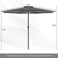 thumbnail image 3 of Costway 12 FT Patio Umbrella Outdoor Market Umbrella with Crank Handle 8 Sturdy Ribs Gray, 3 of 10
