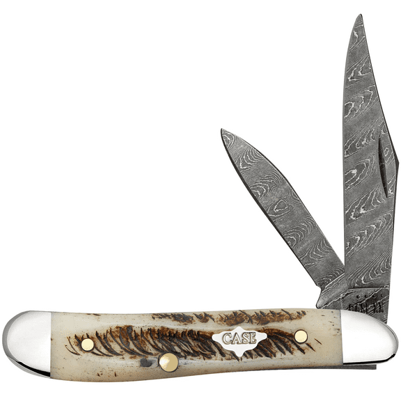 Case xx Knives Peanut Damascus Vintage Bone 1/1400 Pocket Knife