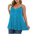 thumbnail image 1 of Womens Plus Size Flowy Camisoles Summer Buttons Spaghetti Strap Tank Tops Loose Trendy Sleeveless Tops Sky Blue, 4XL, 1 of 7