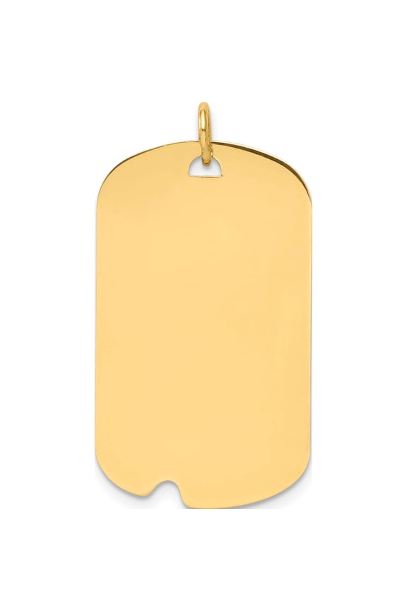 14K Yellow Gold Plain .013 Gauge Engravable Dog Tag With Notch Disc Charm (34 X 18) Made In United States xm297/13