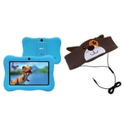 Contixo V9-3-32 BLUE V9-3 Kids Tablet (Blue) & H1-Dog Kid's Fleece Headphones (Dog)