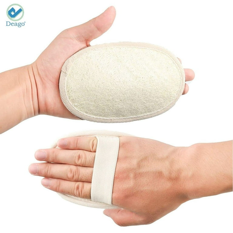 Deago 2 Packs Exfoliating Loofah Sponge Pads, Natural Loofa Sponge Scrubber  Body Glove Close Skin for Men and Women,Perfect for Bath Spa and Shower 