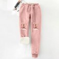 thumbnail image 3 of Gibobby pantalones de mezclilla afelpados mujer Mujer estampado navideño Otoño Invierno terciopelo bolsillos cálidos cintura elástica pierna deportes pantalones casuales (Rosa, M), 3 of 4