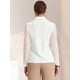 thumbnail image 3 of Blusa con cuello en V para mujer, cuello de solapa, panel de malla, manga farol, elegante camisa de trabajo de oficina blanco XL, 3 of 6