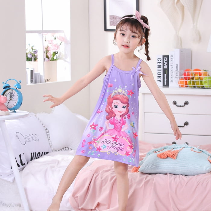 Toddler Girls Baby Princess Pajamas Cartoon Print Nightgown Dress Dog Sleepwear Nightdress