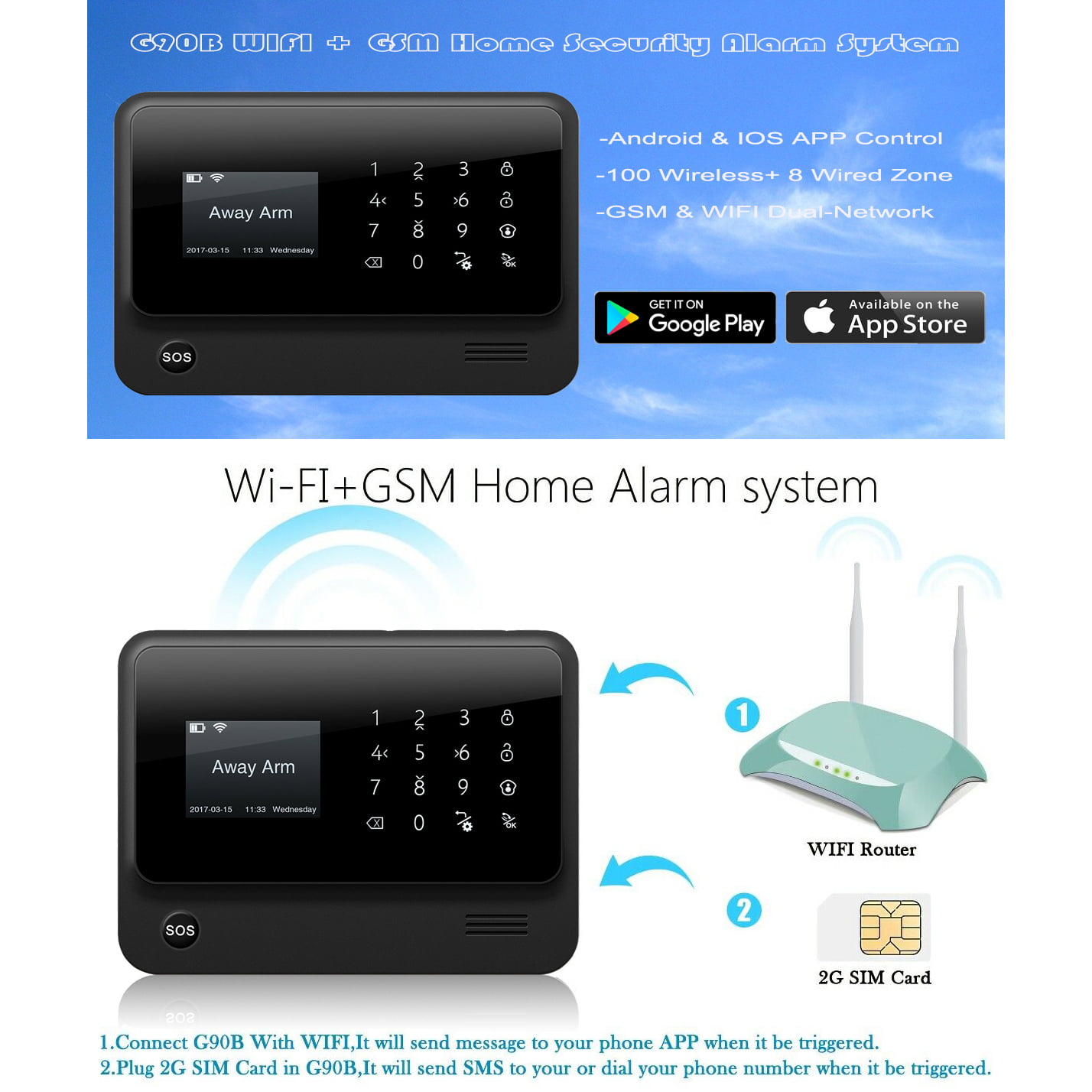 Details about   Wired Bridge Wireless Connection Support Center/Main Of Smart Security Alarm New