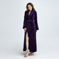 thumbnail image 2 of AOOCHASLIY Bath Robes for Women Clearance Ladies Plush Robes Solid Thicken Velvet Robe Bathrobe Gown Pajamas Sleepwear Pocket Waistband, 2 of 5