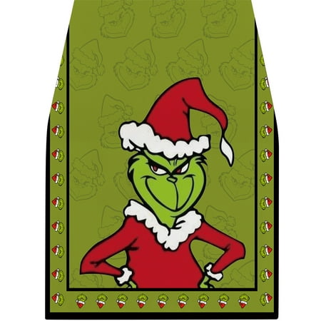 

Guvpev Christmas Table Runner Grinch Christmas Decor Green Christmas Runner for Table Xmas Decor Winter Holiday Home Decor Indoor Outdoor Christmas Party Dining Table Decorations (13 x 72 )