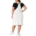 thumbnail image 3 of Agnes Orinda Women's Plus Size Jean Skirt Distressed Racerback Suspender Denim Overall Dress 3X White, 3 of 6