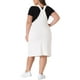 thumbnail image 3 of Falda de mezclilla para mujer de tallas grandes Agnes Orinda, con tirantes de tirantes, estilo desgastado, vestido de mezclilla 1X blanco, 3 of 6
