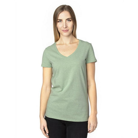 Threadfast Apparel 200RV Women's Ultimate CVC V-Neck T-Shirt-Army Heather-2XL