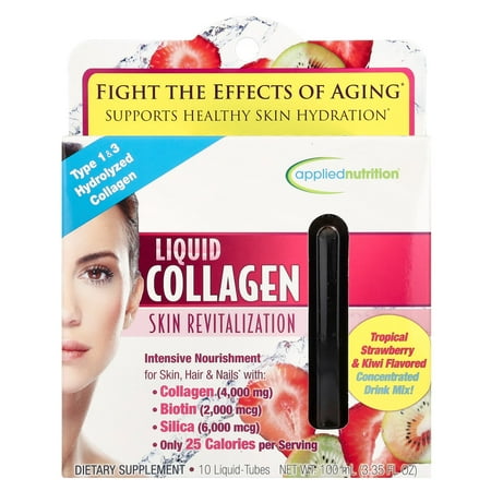 Applied Nutrition Collagen Skin Revitalization Liquid, Strawberry and Kiwi, 10 mL