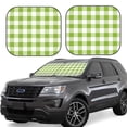 thumbnail image 2 of Picia White Green Plaid 2 Piece Car Windshield Sun Shade Foldable | Foldable Sun Shield for Front Window Blocks UV Rays and Keeps Your Vehicle Cool-Large, 2 of 7