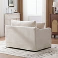 thumbnail image 6 of 43.9" Wide Modern Upholstered Farmhouse Performance Accent Chair with Black Metal Legs, Chenille Reading Armchair Single Sofa with Two Bolster Pillows for Living Room offices and Lounge, Beige, 6 of 7