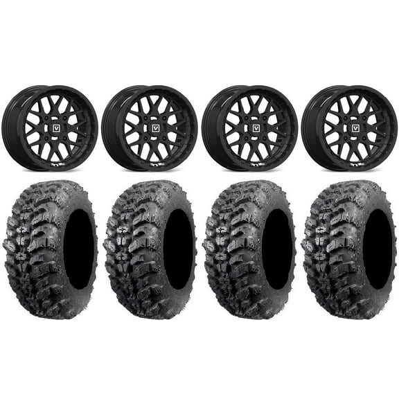 Valor V03 14" Wheels Black 28" Sniper 920 Tires Honda Pioneer