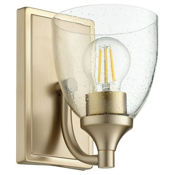 Quorum Lighting Enclave Glass Wall Sconce, 1 Light, Aged Brass