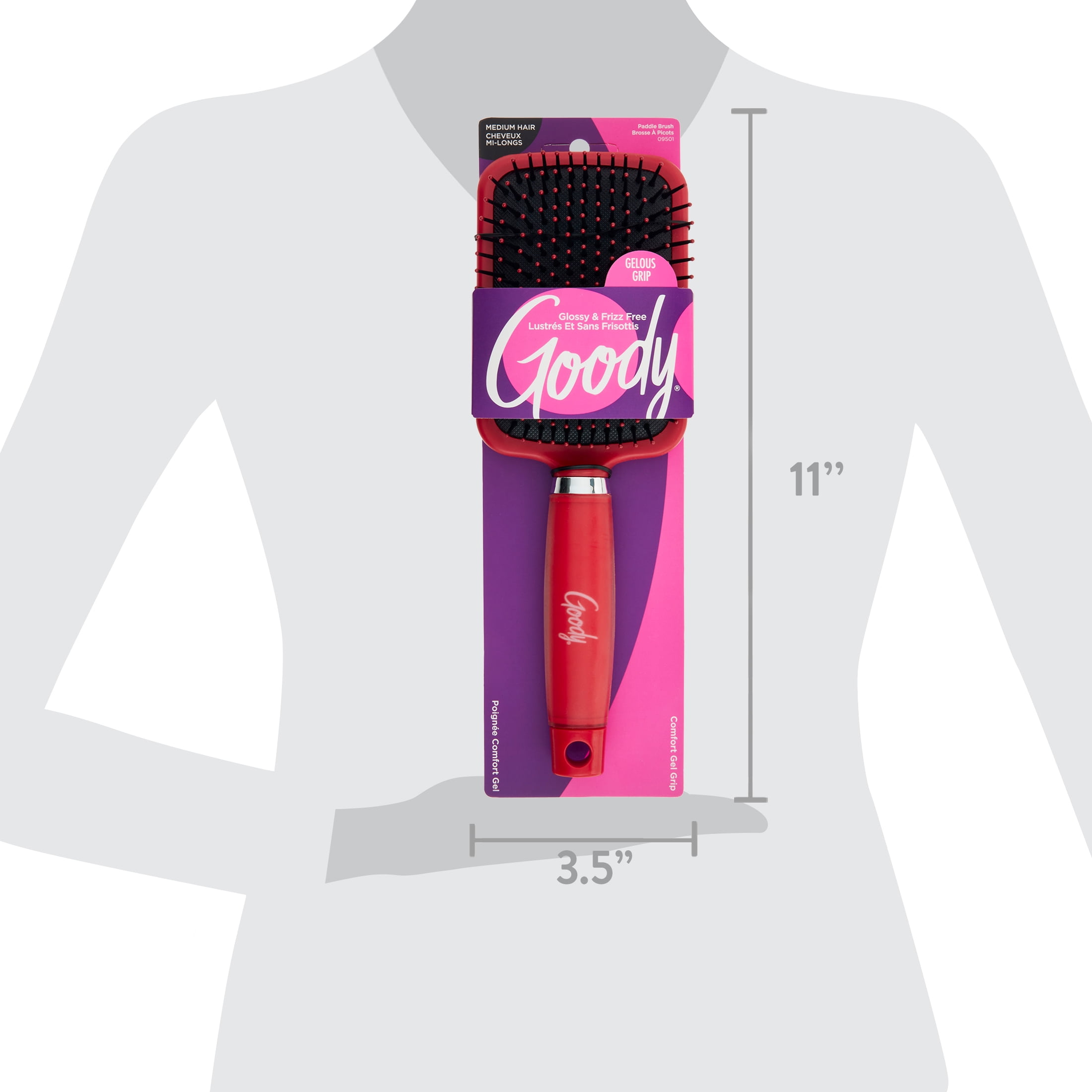 Goody Head Down Gelous Grip Paddle Hair Brush, Ionic Bristles to Reduce Frizz