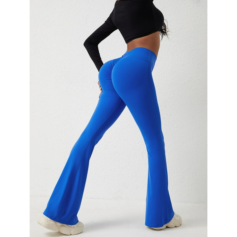 Shunvnny Women's Flared Pants High-waisted Flared Pants Retro Stretch  Slimming Bell-bottom Pants Solid Color Spring Fall Yoga Sports Leggings