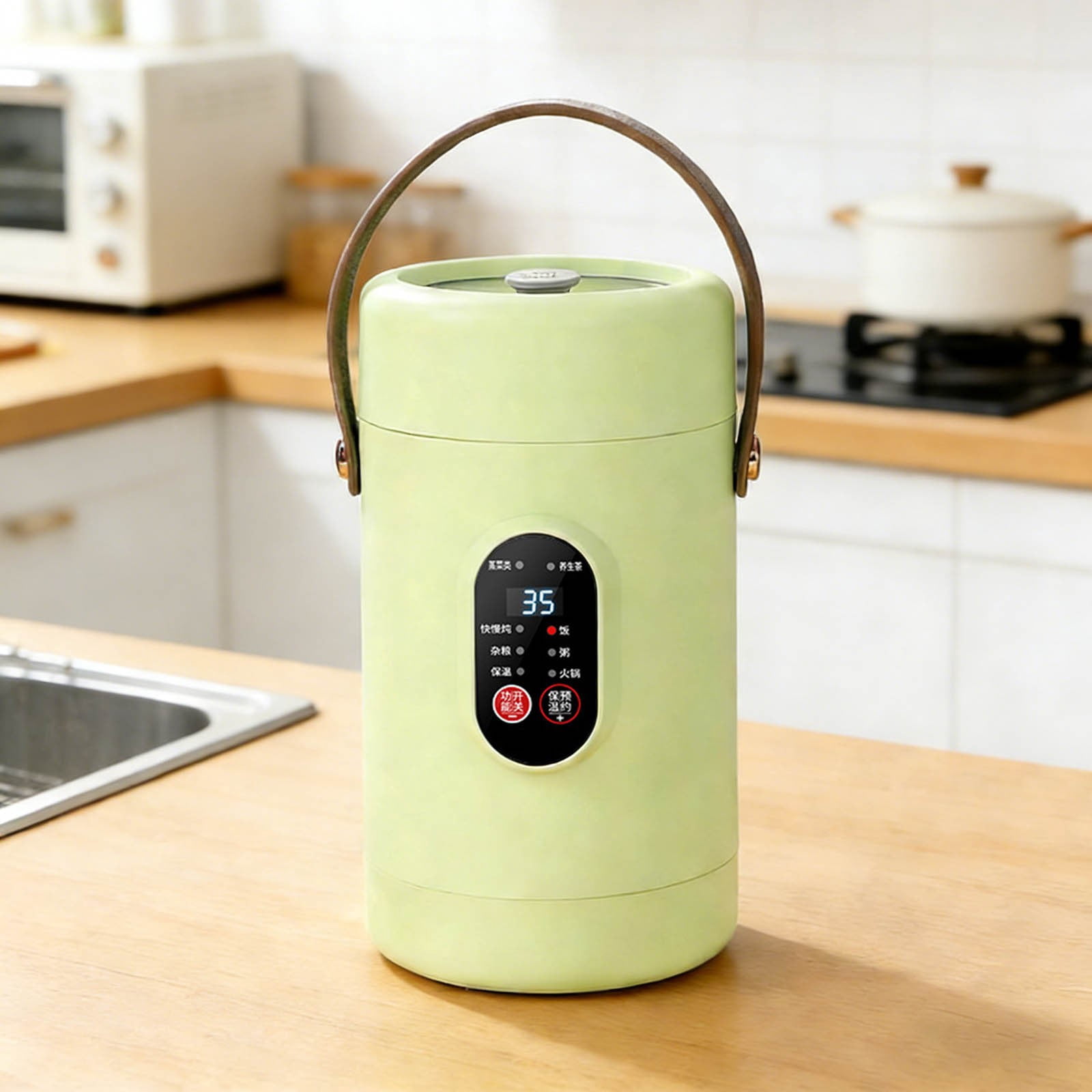 Portable Travel Electric Cooker 1.6L Multifunctional Multifunctional Mini Rice Cooker with Stainless Steel Pot & Steaming Rack Small Hot Pot & Soup Cooker for Dorms Office & Kitchen US Plug(C)