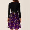 thumbnail image 4 of Women's Casual Fashion Long Sleeve Christmas Graphic Printed Vintage Long Dresses, Round Neck, Retro Style, Holiday Print, Party Dress, Casual Wear,Purple,3XL, 4 of 6