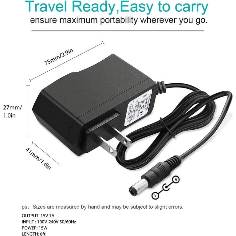 15V 1A Charger For Portable Car Jump Starter - Compatible With Gooloo, Tacklife, Beatit, DBPower & More
