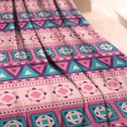 thumbnail image 3 of Pink and Teal Geometric Boho Pattern Blanket,Comfortable Soft Lamb Wool Throw Blanket,All Season,Warm Lightweight Blankets for Sofa Bed Couch Living Room Chair,40"x50", 3 of 4