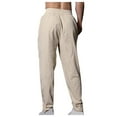 thumbnail image 5 of HOOMEUMY Mens Straight Pants Deals 2024 Trendy Elastic Waist Trousers Drawstring Pants Cotton Linen Design Versatile Basic Bound Feet Style Fashion Yellow XL, 5 of 9