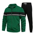 thumbnail image 3 of YOIAVAIOY Sweat Suits Men Striped Zip Jackets Color Block Joggers Athletic Hiking Tracksuits Workout Fall Winter Running Outfits Sports Jogging Sports Sets Green L, 3 of 5