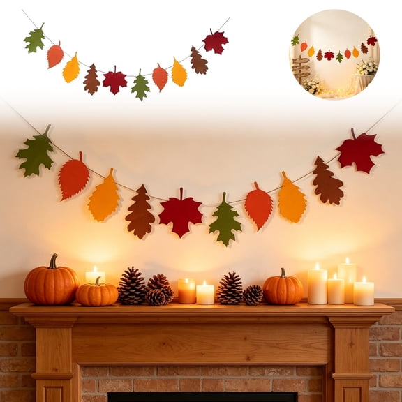 Ailezt Halloween Decor Autumn Leaf Hanging For Fireplace Mantel Farmhouse Thanksgiving Fall Home Wall