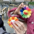 thumbnail image 4 of Ins Hot Kawaii Smile Sunflower Pendant With Label Soft Flower Gold/Silver Brooch Stuffed Doll Colorful Plush Toy Bag Decor Gift, 4 of 5