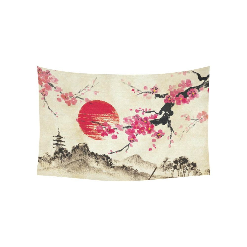 PHFZK Landscape Wall Art Home Decor, Japanese Sakura Cherry Blossom
