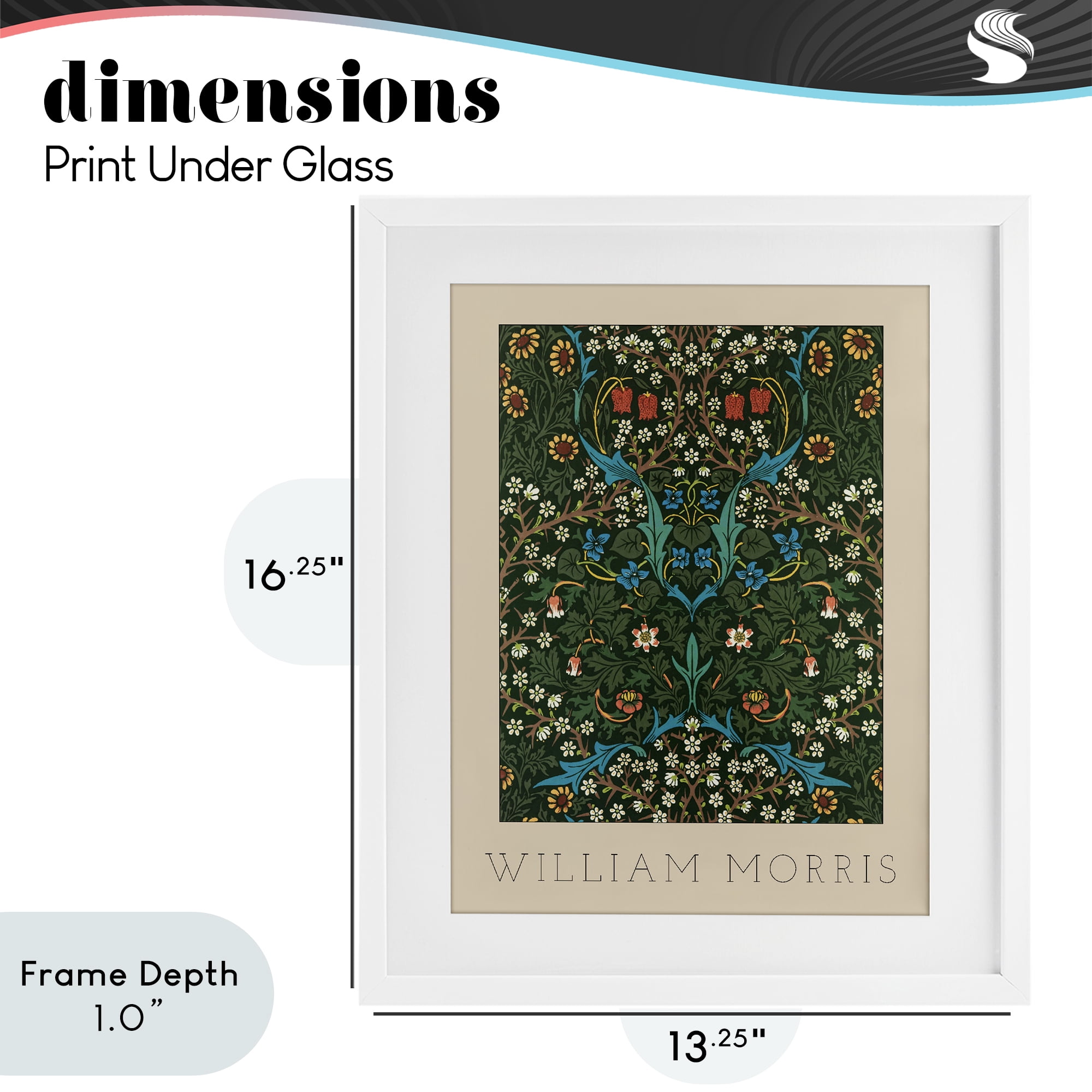 Stupell Industries Ornate Botanicals William Morris White Framed Print Under Glass, design by Lil' Rue