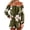 Green, variant on uvwlwu Women Floral Print Off Shoulder Romper Ruffle Layer Long Cuffed Sleeve Elastic High Waist Short Jumpsuit Stylish Casual Everyday Summer Vacation Outfit,S