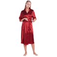 thumbnail image 1 of Monfince Women's Silk Robes Kimono Satin Bathrobe Long Sexy V Neck Sleepwear with Half Sleeve Red US 6-14, 1 of 6
