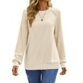 thumbnail image 3 of UVN Sweatshirts for Women Crewneck Cable Knit Sleeve Sweaters Casual Fall Tunic Tops, 3 of 8