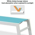 thumbnail image 4 of PURPLE LEAF Outdoor Chaise Lounge Set of 3， White Aluminum Lounge Adjustable Chairs with Wheels and Table for Patio Deck Pool Yard，Turquoise, 4 of 9